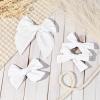 imageDEEKA 4 PCS Blue Cotton Linen Hair Bows 3 Styles 5quot ampamp 4quot Handmade Hair Bow set for Toddler Girls Alligator Hair Clips Knot Bows Hair Accessories for Little School Girls BlueWhite