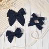 imageDEEKA 4 PCS Blue Cotton Linen Hair Bows 3 Styles 5quot ampamp 4quot Handmade Hair Bow set for Toddler Girls Alligator Hair Clips Knot Bows Hair Accessories for Little School Girls BlueNavy Blue