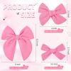 imageDEEKA 4 PCS Blue Cotton Linen Hair Bows 3 Styles 5quot ampamp 4quot Handmade Hair Bow set for Toddler Girls Alligator Hair Clips Knot Bows Hair Accessories for Little School Girls BlueHot Pink