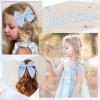 imageDEEKA 4 PCS Blue Cotton Linen Hair Bows 3 Styles 5quot ampamp 4quot Handmade Hair Bow set for Toddler Girls Alligator Hair Clips Knot Bows Hair Accessories for Little School Girls BlueBlue