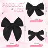 imageDEEKA 4 PCS Blue Cotton Linen Hair Bows 3 Styles 5quot ampamp 4quot Handmade Hair Bow set for Toddler Girls Alligator Hair Clips Knot Bows Hair Accessories for Little School Girls BlueBlack