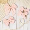 imageDEEKA 4 PCS Blue Cotton Linen Hair Bows 3 Styles 5quot ampamp 4quot Handmade Hair Bow set for Toddler Girls Alligator Hair Clips Knot Bows Hair Accessories for Little School Girls BlueLight Pink