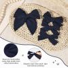 imageDEEKA 4 PCS Blue Cotton Linen Hair Bows 3 Styles 5quot ampamp 4quot Handmade Hair Bow set for Toddler Girls Alligator Hair Clips Knot Bows Hair Accessories for Little School Girls BlueNavy Blue