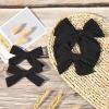 imageDEEKA 4 PCS Blue Cotton Linen Hair Bows 3 Styles 5quot ampamp 4quot Handmade Hair Bow set for Toddler Girls Alligator Hair Clips Knot Bows Hair Accessories for Little School Girls BlueBlack