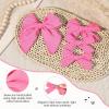 imageDEEKA 4 PCS Blue Cotton Linen Hair Bows 3 Styles 5quot ampamp 4quot Handmade Hair Bow set for Toddler Girls Alligator Hair Clips Knot Bows Hair Accessories for Little School Girls BlueHot Pink
