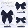 imageDEEKA 4 PCS Blue Cotton Linen Hair Bows 3 Styles 5quot ampamp 4quot Handmade Hair Bow set for Toddler Girls Alligator Hair Clips Knot Bows Hair Accessories for Little School Girls BlueNavy Blue