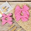 imageDEEKA 4 PCS Blue Cotton Linen Hair Bows 3 Styles 5quot ampamp 4quot Handmade Hair Bow set for Toddler Girls Alligator Hair Clips Knot Bows Hair Accessories for Little School Girls BlueHot Pink