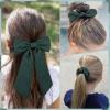 imageDEEKA 5 Styles Uniform Plaid Long Tail Hair Bows Knotted Headband Scrunchies Bow Set Alligator Clips Back to School Accessories for Toddler Little School Girls BlueampampWhite 5 StylesHunter Green 5 Styles