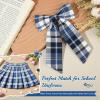 imageDEEKA 5 Styles Uniform Plaid Long Tail Hair Bows Knotted Headband Scrunchies Bow Set Alligator Clips Back to School Accessories for Toddler Little School Girls BlueampampWhite 5 StylesBlueWhite 5 Styles
