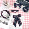 imageDEEKA 5 Styles Uniform Plaid Long Tail Hair Bows Knotted Headband Scrunchies Bow Set Alligator Clips Back to School Accessories for Toddler Little School Girls BlueampampWhite 5 StylesDark NavyRed 5 Styles