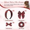 imageDEEKA 5 Styles Uniform Plaid Long Tail Hair Bows Knotted Headband Scrunchies Bow Set Alligator Clips Back to School Accessories for Toddler Little School Girls BlueampampWhite 5 StylesChristmas