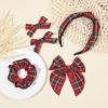 imageDEEKA 5 Styles Uniform Plaid Long Tail Hair Bows Knotted Headband Scrunchies Bow Set Alligator Clips Back to School Accessories for Toddler Little School Girls BlueampampWhite 5 StylesChristmas
