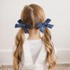 imageDEEKA 5 Styles Uniform Plaid Long Tail Hair Bows Knotted Headband Scrunchies Bow Set Alligator Clips Back to School Accessories for Toddler Little School Girls BlueampampWhite 5 StylesNavy Blue