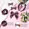 imageDEEKA 5 Styles Uniform Plaid Long Tail Hair Bows Knotted Headband Scrunchies Bow Set Alligator Clips Back to School Accessories for Toddler Little School Girls BlueampampWhite 5 StylesBurgundy