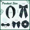 imageDEEKA 5 Styles Uniform Plaid Long Tail Hair Bows Knotted Headband Scrunchies Bow Set Alligator Clips Back to School Accessories for Toddler Little School Girls BlueampampWhite 5 StylesDark Green  Navy  RedYellow 5 Styles