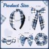 imageDEEKA 5 Styles Uniform Plaid Long Tail Hair Bows Knotted Headband Scrunchies Bow Set Alligator Clips Back to School Accessories for Toddler Little School Girls BlueampampWhite 5 StylesBlueWhite 5 Styles