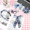 imageDEEKA 5 Styles Uniform Plaid Long Tail Hair Bows Knotted Headband Scrunchies Bow Set Alligator Clips Back to School Accessories for Toddler Little School Girls BlueampampWhite 5 StylesBlueWhite 5 Styles