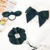 imageDEEKA 5 Styles Uniform Plaid Long Tail Hair Bows Knotted Headband Scrunchies Bow Set Alligator Clips Back to School Accessories for Toddler Little School Girls BlueampampWhite 5 StylesDark Green  Navy  RedYellow 5 Styles
