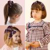 imageDEEKA 5 Styles Uniform Plaid Long Tail Hair Bows Knotted Headband Scrunchies Bow Set Alligator Clips Back to School Accessories for Toddler Little School Girls BlueampampWhite 5 StylesBurgundy