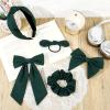 imageDEEKA 5 Styles Uniform Plaid Long Tail Hair Bows Knotted Headband Scrunchies Bow Set Alligator Clips Back to School Accessories for Toddler Little School Girls BlueampampWhite 5 StylesHunter Green 5 Styles