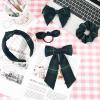 imageDEEKA 5 Styles Uniform Plaid Long Tail Hair Bows Knotted Headband Scrunchies Bow Set Alligator Clips Back to School Accessories for Toddler Little School Girls BlueampampWhite 5 StylesDark Green  Navy  RedYellow 5 Styles