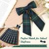 imageDEEKA 5 Styles Uniform Plaid Long Tail Hair Bows Knotted Headband Scrunchies Bow Set Alligator Clips Back to School Accessories for Toddler Little School Girls BlueampampWhite 5 StylesDark Green  Navy  RedYellow 5 Styles