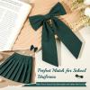 imageDEEKA 5 Styles Uniform Plaid Long Tail Hair Bows Knotted Headband Scrunchies Bow Set Alligator Clips Back to School Accessories for Toddler Little School Girls BlueampampWhite 5 StylesHunter Green 5 Styles