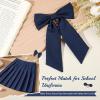 imageDEEKA 5 Styles Uniform Plaid Long Tail Hair Bows Knotted Headband Scrunchies Bow Set Alligator Clips Back to School Accessories for Toddler Little School Girls BlueampampWhite 5 StylesNavy 5 Styles