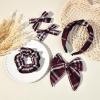imageDEEKA 5 Styles Uniform Plaid Long Tail Hair Bows Knotted Headband Scrunchies Bow Set Alligator Clips Back to School Accessories for Toddler Little School Girls BlueampampWhite 5 StylesBurgundy
