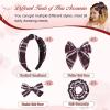 imageDEEKA 5 Styles Uniform Plaid Long Tail Hair Bows Knotted Headband Scrunchies Bow Set Alligator Clips Back to School Accessories for Toddler Little School Girls BlueampampWhite 5 StylesBurgundy