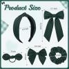 imageDEEKA 5 Styles Uniform Plaid Long Tail Hair Bows Knotted Headband Scrunchies Bow Set Alligator Clips Back to School Accessories for Toddler Little School Girls BlueampampWhite 5 StylesHunter Green 5 Styles