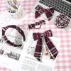 imageDEEKA 5 Styles Uniform Plaid Long Tail Hair Bows Knotted Headband Scrunchies Bow Set Alligator Clips Back to School Accessories for Toddler Little School Girls BlueampampWhite 5 StylesBurgundy 5 Styles