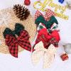 imageDEEKA 8 PCS Large Christmas Fable Hair Bows Cotton Linen Red and Black Plaid Hair Bow for Toddlers Girls Handmade Christmas Hair Accessories for Little Girls KidsChristmas Themed Colors