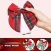 imageDEEKA 8 PCS Large Christmas Fable Hair Bows Cotton Linen Red and Black Plaid Hair Bow for Toddlers Girls Handmade Christmas Hair Accessories for Little Girls KidsChristmas Themed Color B
