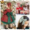 imageDEEKA 8 PCS Large Christmas Fable Hair Bows Cotton Linen Red and Black Plaid Hair Bow for Toddlers Girls Handmade Christmas Hair Accessories for Little Girls KidsChristmas Themed Color B