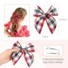 imageDEEKA 8 PCS Large Christmas Fable Hair Bows Cotton Linen Red and Black Plaid Hair Bow for Toddlers Girls Handmade Christmas Hair Accessories for Little Girls KidsChristmas Themed Colors