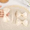 imageDEEKA Beige Bow Headband ampamp 2 Pcs Satin 4 Inch Hair Bows Set Uniform Hair Accessories Hair Band for Little Toddler School Girls BeigeBeige