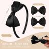 imageDEEKA Beige Bow Headband ampamp 2 Pcs Satin 4 Inch Hair Bows Set Uniform Hair Accessories Hair Band for Little Toddler School Girls BeigeBlack