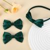 imageDEEKA Beige Bow Headband ampamp 2 Pcs Satin 4 Inch Hair Bows Set Uniform Hair Accessories Hair Band for Little Toddler School Girls BeigeDark Green