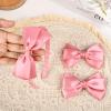 imageDEEKA Beige Bow Headband ampamp 2 Pcs Satin 4 Inch Hair Bows Set Uniform Hair Accessories Hair Band for Little Toddler School Girls BeigeDusty Pink