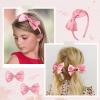 imageDEEKA Beige Bow Headband ampamp 2 Pcs Satin 4 Inch Hair Bows Set Uniform Hair Accessories Hair Band for Little Toddler School Girls BeigeDusty Pink