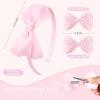 imageDEEKA Beige Bow Headband ampamp 2 Pcs Satin 4 Inch Hair Bows Set Uniform Hair Accessories Hair Band for Little Toddler School Girls BeigeLight Pink
