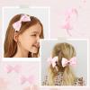 imageDEEKA Beige Bow Headband ampamp 2 Pcs Satin 4 Inch Hair Bows Set Uniform Hair Accessories Hair Band for Little Toddler School Girls BeigeLight Pink