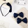 imageDEEKA Beige Bow Headband ampamp 2 Pcs Satin 4 Inch Hair Bows Set Uniform Hair Accessories Hair Band for Little Toddler School Girls BeigeNavy Blue