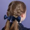 imageDEEKA Beige Bow Headband ampamp 2 Pcs Satin 4 Inch Hair Bows Set Uniform Hair Accessories Hair Band for Little Toddler School Girls BeigeNavy Blue