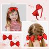 imageDEEKA Beige Bow Headband ampamp 2 Pcs Satin 4 Inch Hair Bows Set Uniform Hair Accessories Hair Band for Little Toddler School Girls BeigeRed
