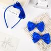 imageDEEKA Beige Bow Headband ampamp 2 Pcs Satin 4 Inch Hair Bows Set Uniform Hair Accessories Hair Band for Little Toddler School Girls BeigeRoyal Blue