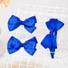 imageDEEKA Beige Bow Headband ampamp 2 Pcs Satin 4 Inch Hair Bows Set Uniform Hair Accessories Hair Band for Little Toddler School Girls BeigeRoyal Blue