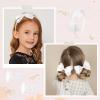 imageDEEKA Beige Bow Headband ampamp 2 Pcs Satin 4 Inch Hair Bows Set Uniform Hair Accessories Hair Band for Little Toddler School Girls BeigeWhite