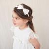 imageDEEKA Beige Bow Headband ampamp 2 Pcs Satin 4 Inch Hair Bows Set Uniform Hair Accessories Hair Band for Little Toddler School Girls BeigeWhite